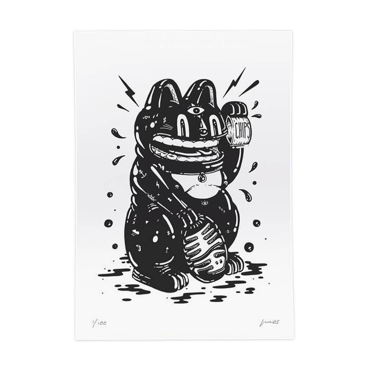 "Lucky Cat" Limited A4 Screen Print